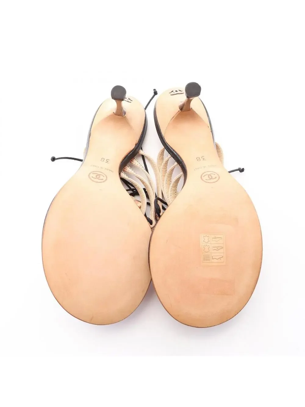 Chanel Lace Up Mule Heels Shoes #38 #360106C44B